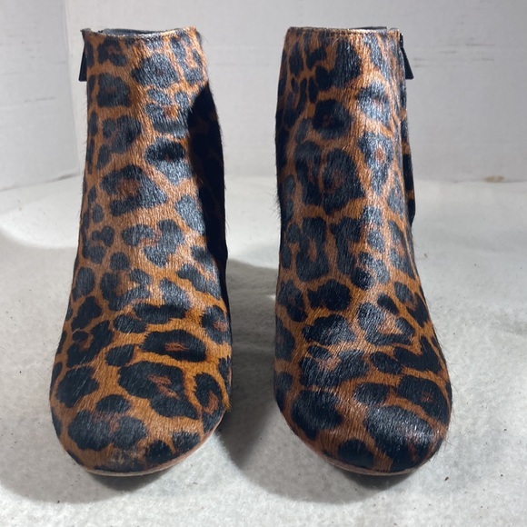 Loeffler Randall Leopard Print Pony Hair Chunky Heel Ankle Boots - Picture 3 of 7